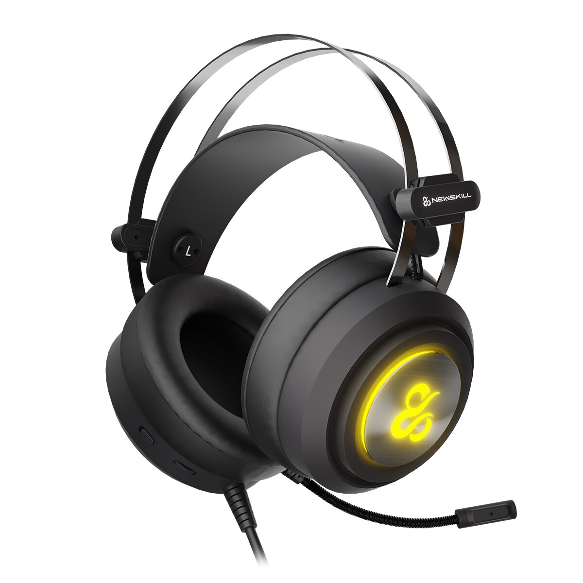 Auriculares de diadema Gaming Newskill Drakain V2 con RGB cíclico y micrófono flexible - Negro Negro-4