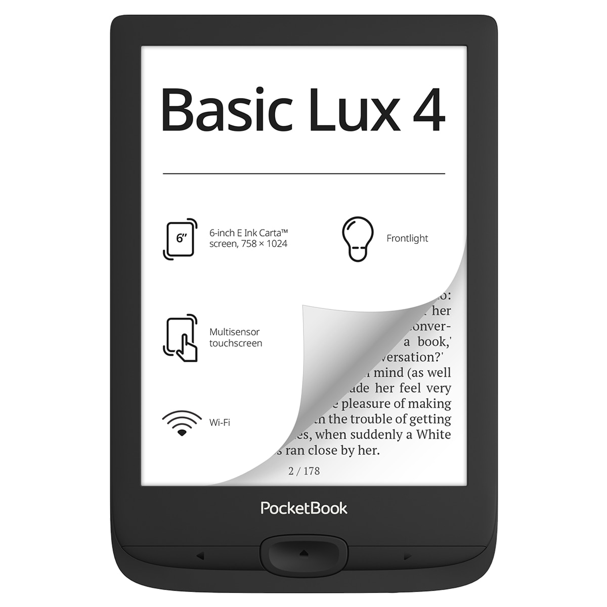 e-Reader PocketBook Basic Lux 4 - Ink Black, 6" E-ink Carta Negro-1