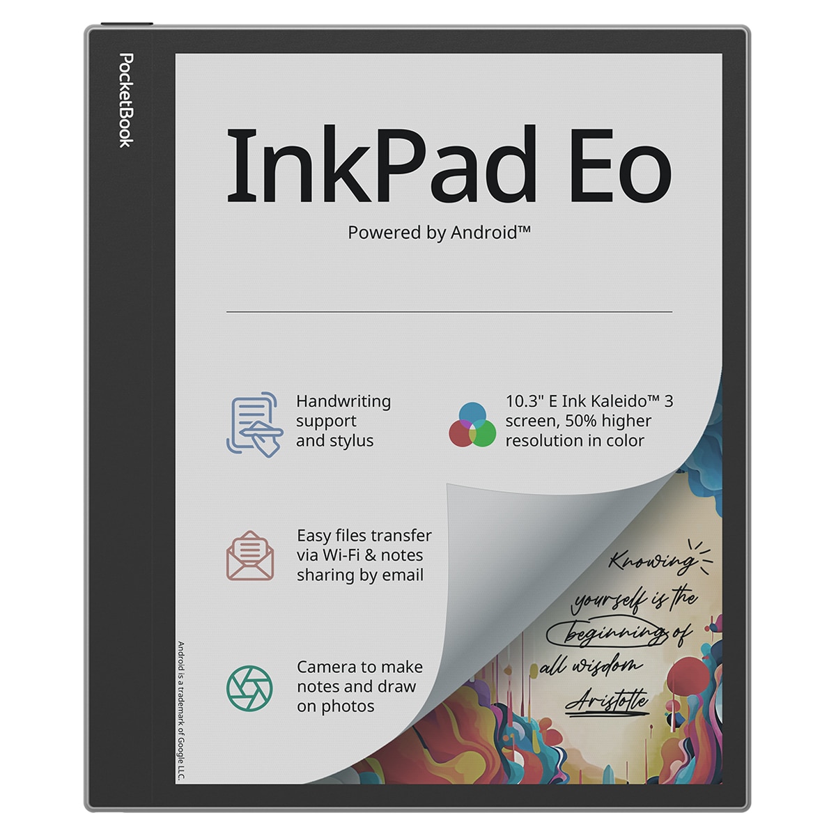 e-Reader PocketBook Inkpad Eo Mist Grey 10,3" E-Ink Kaleido 3, Android y cámara integrada Gris niebla-3