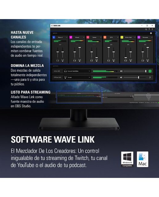Micrófono de sobremesa para streaming Elgato Wave:3 6