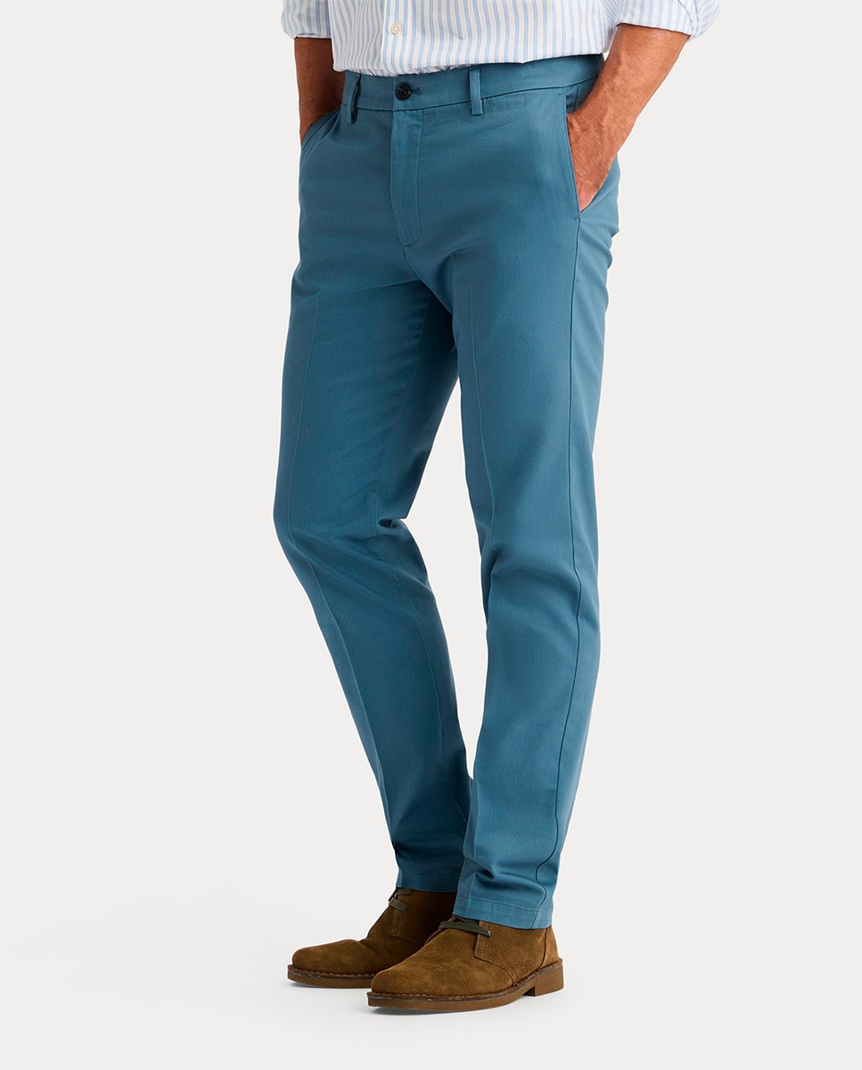 Calças Chino com a Tecnologia Stain Defender Azul-4
