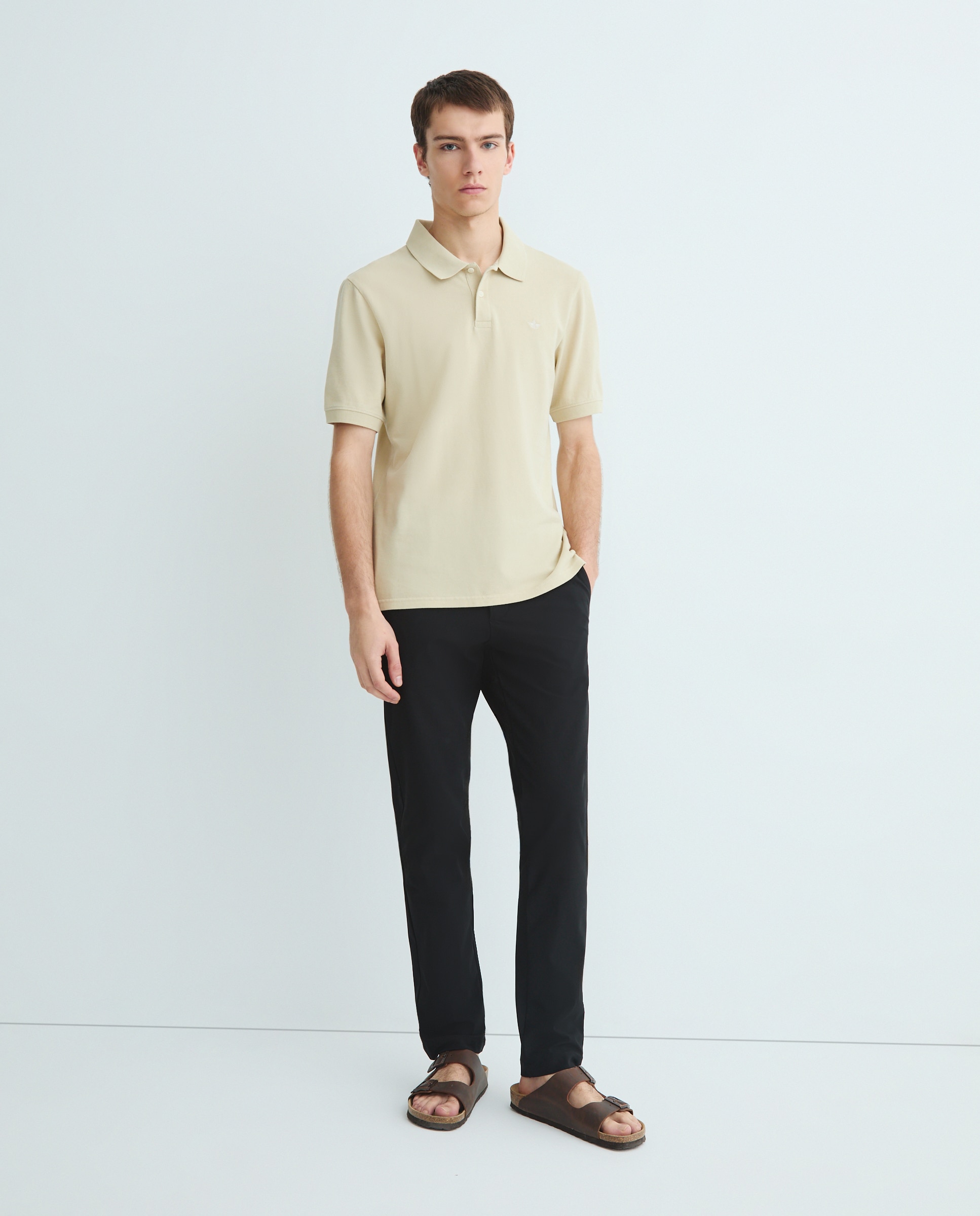 Calças Chino Casual Slim Fit. Preto-1