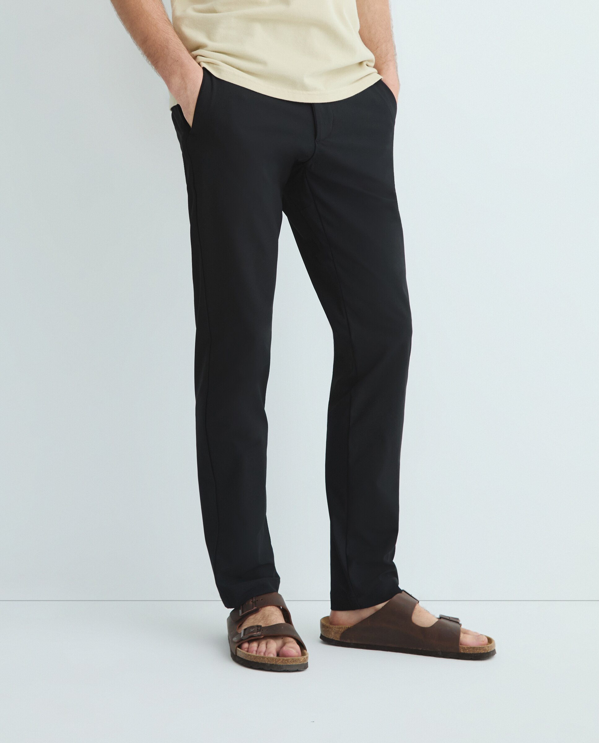 Calças Chino Casual Slim Fit. Preto-2