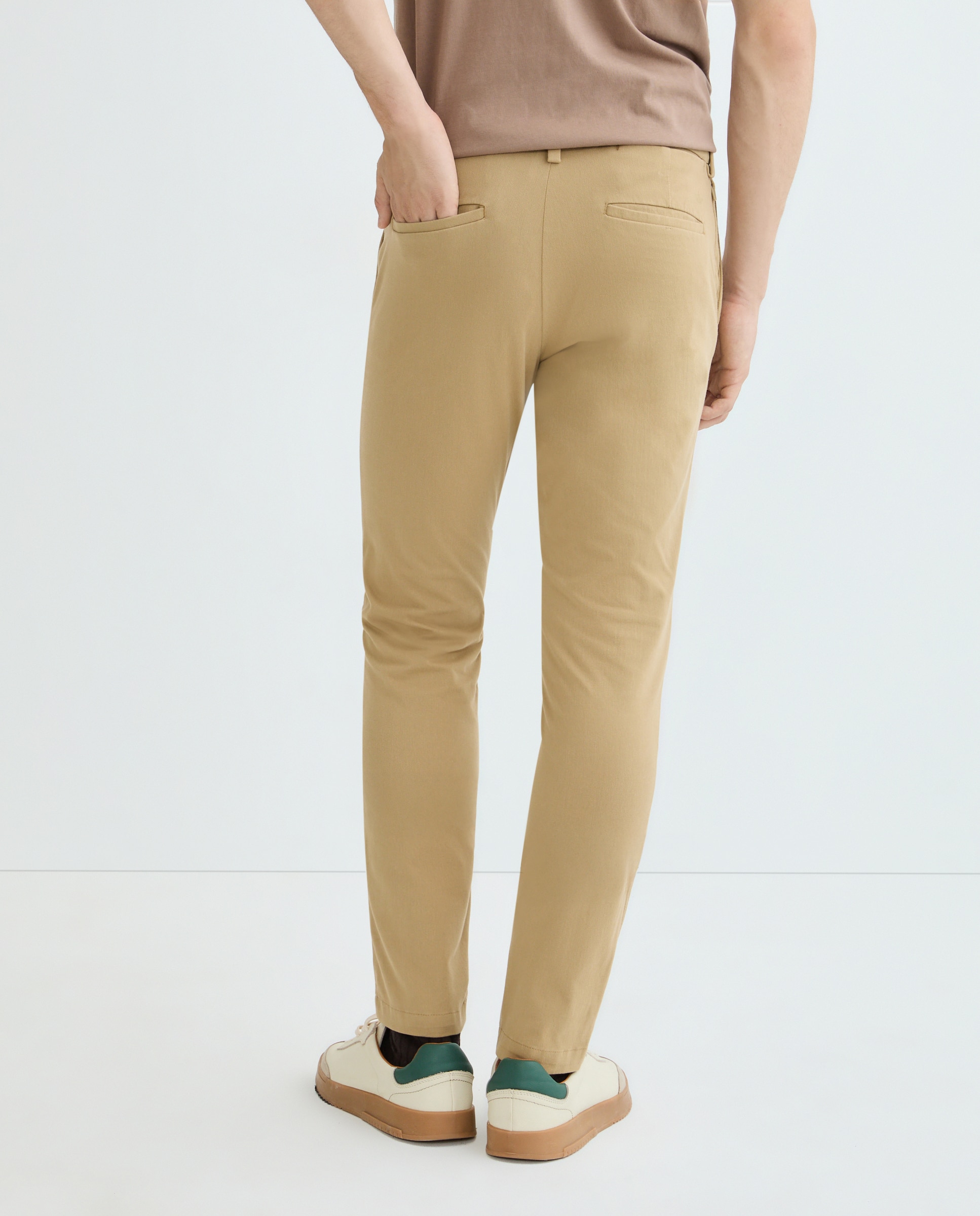 Calças Chino Casual Skinny Fit Bege-3