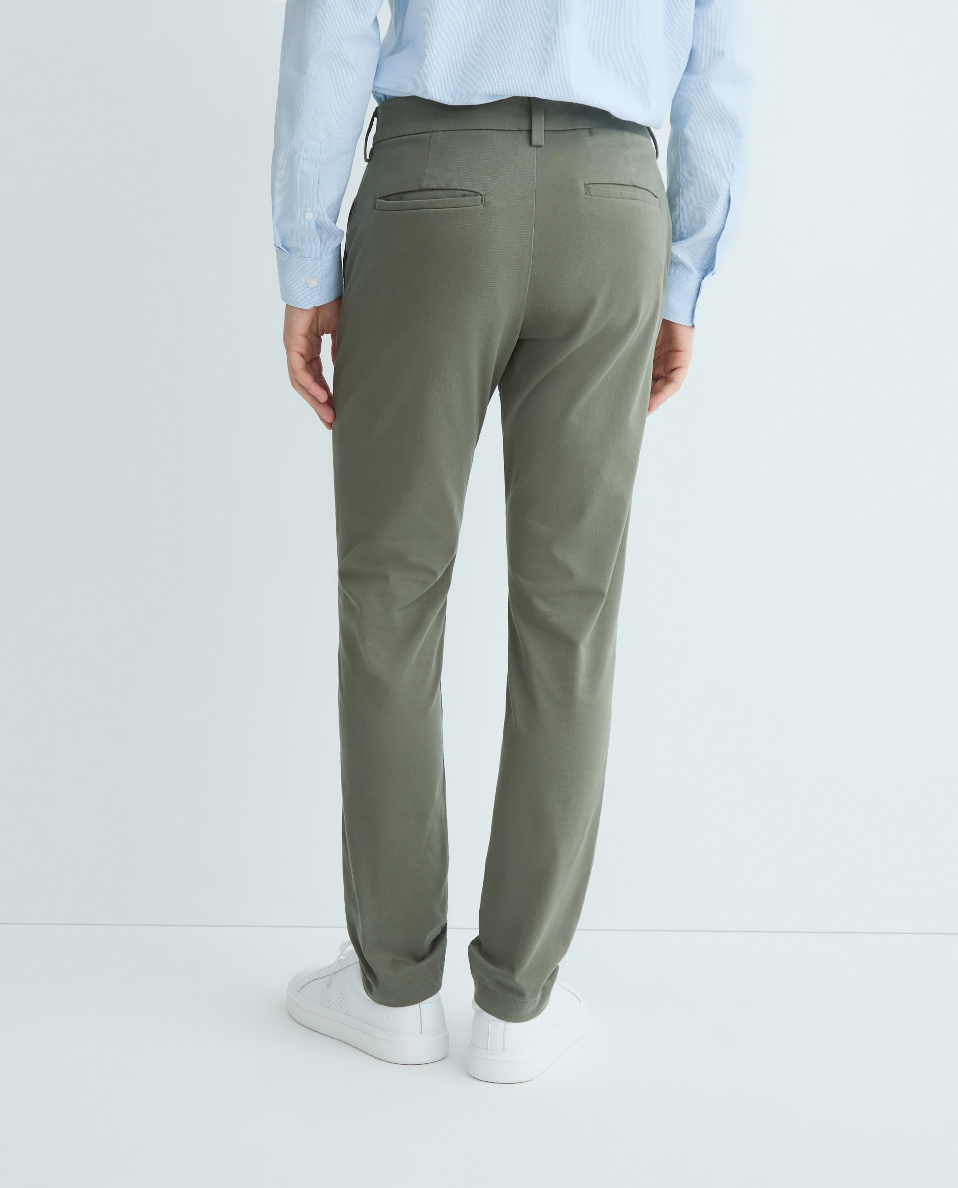 Calças Chino Casual Skinny Fit Verde-3
