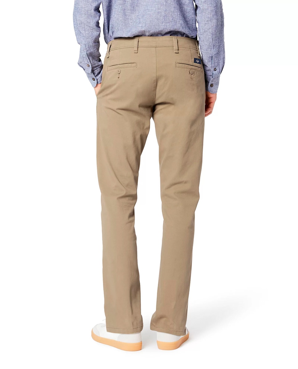 Calças Chino Casual Elásticas Caqui-2