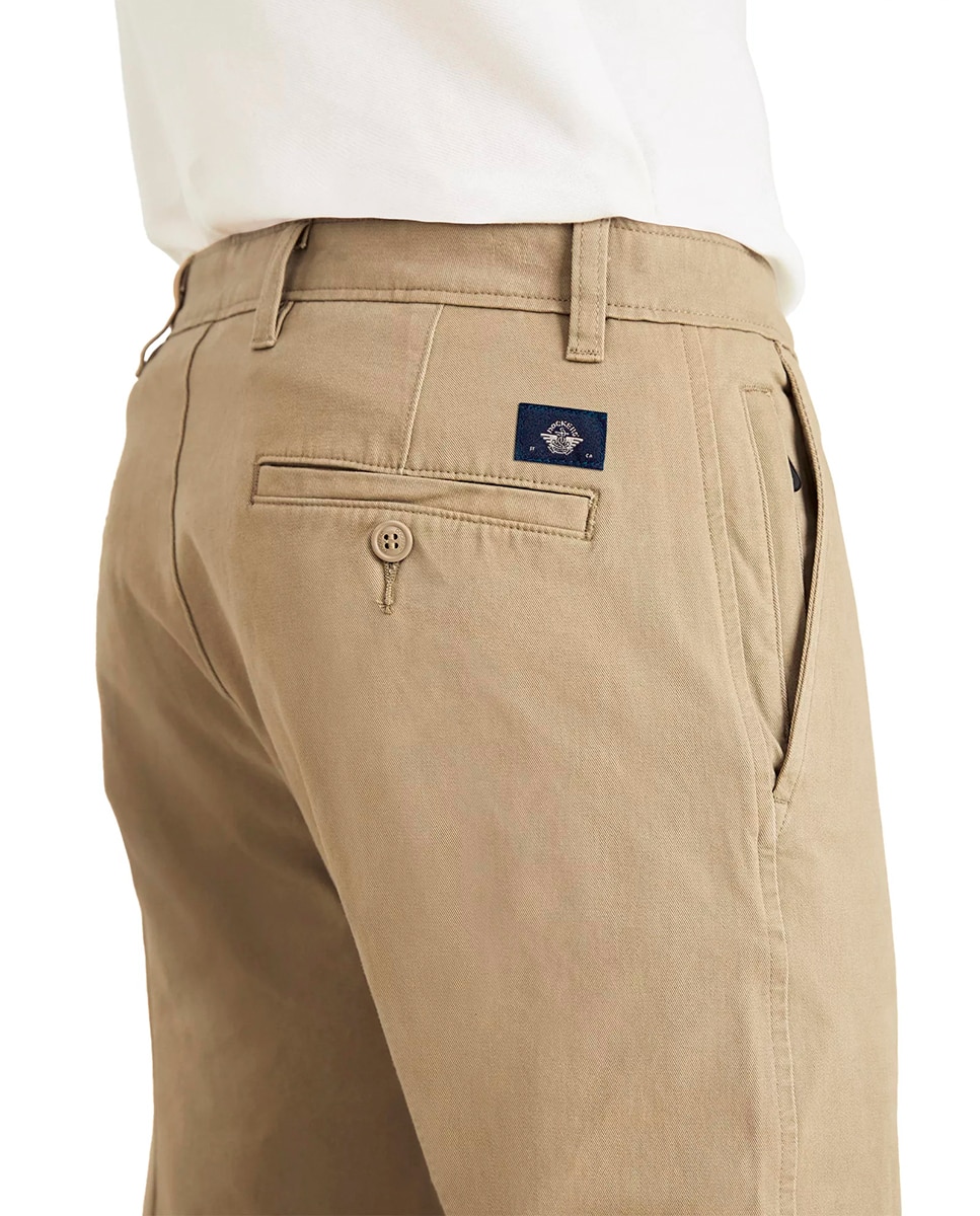 Calças Chino Casual Elásticas Caqui-3