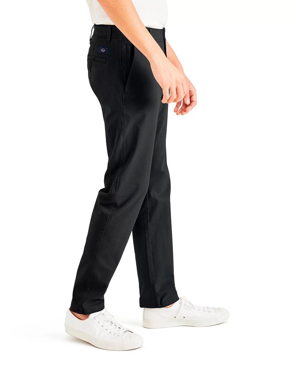Calças Chino Casual Elásticas Preto-1