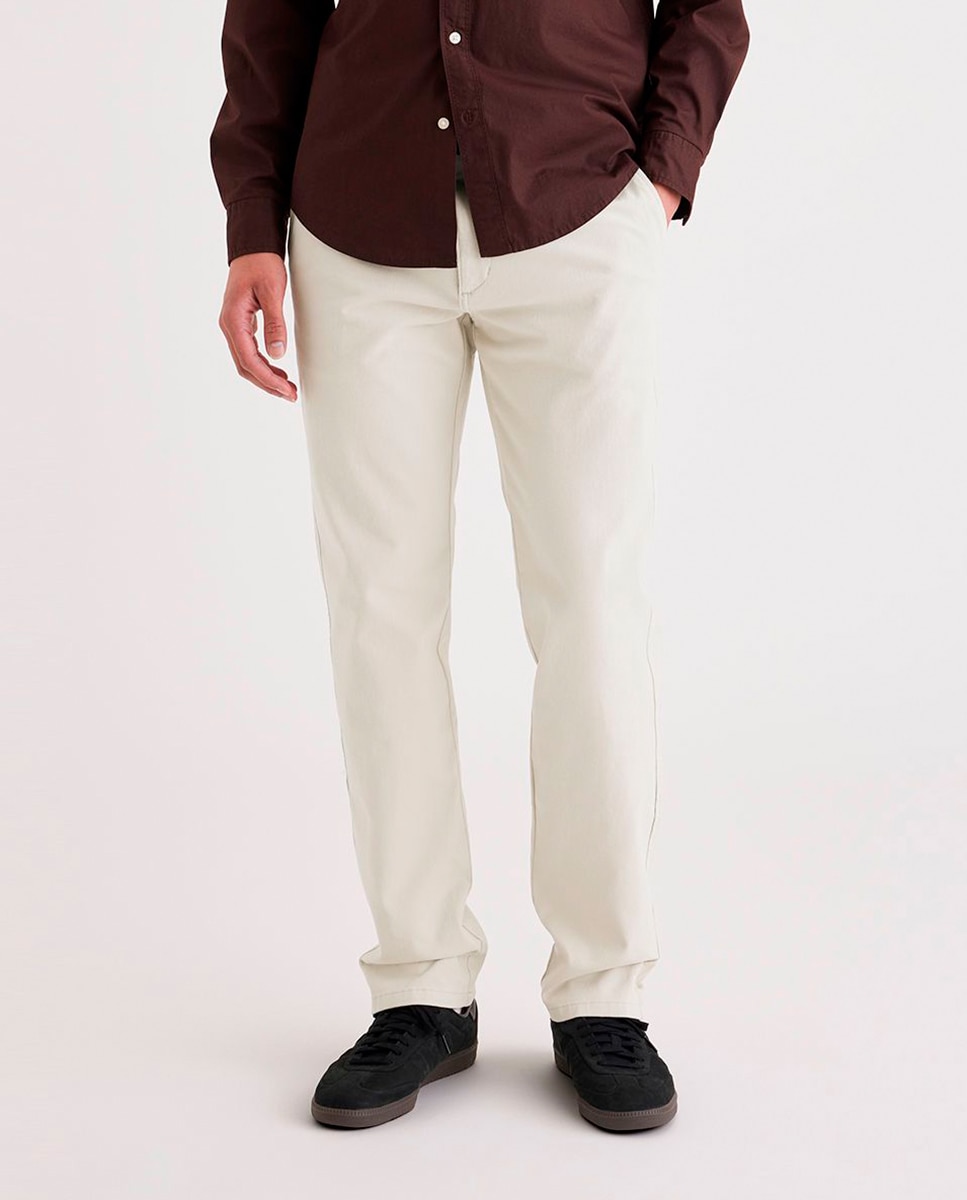 Calças Chino Casual Elásticas Pedra-2