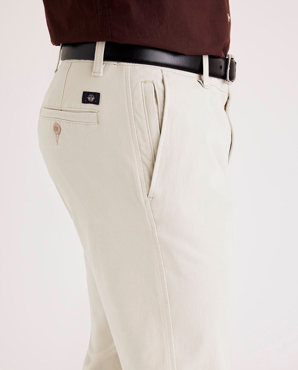 Calças Chino Casual Elásticas Pedra-4