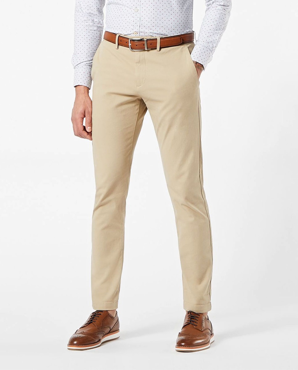 Calças chino de homem Smart 360 Flex slim bege Caqui-2