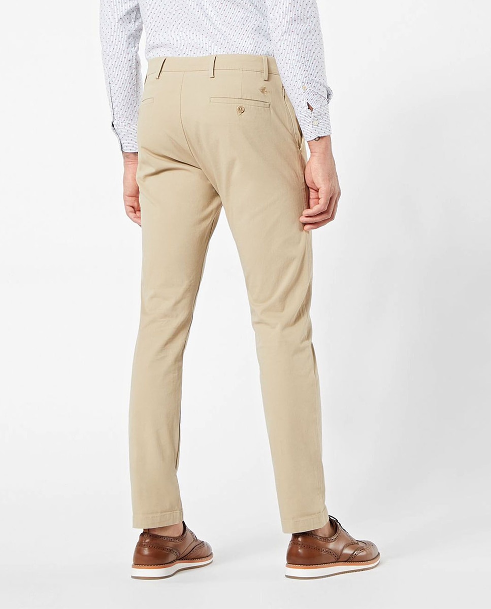 Calças chino de homem Smart 360 Flex slim bege Caqui-3