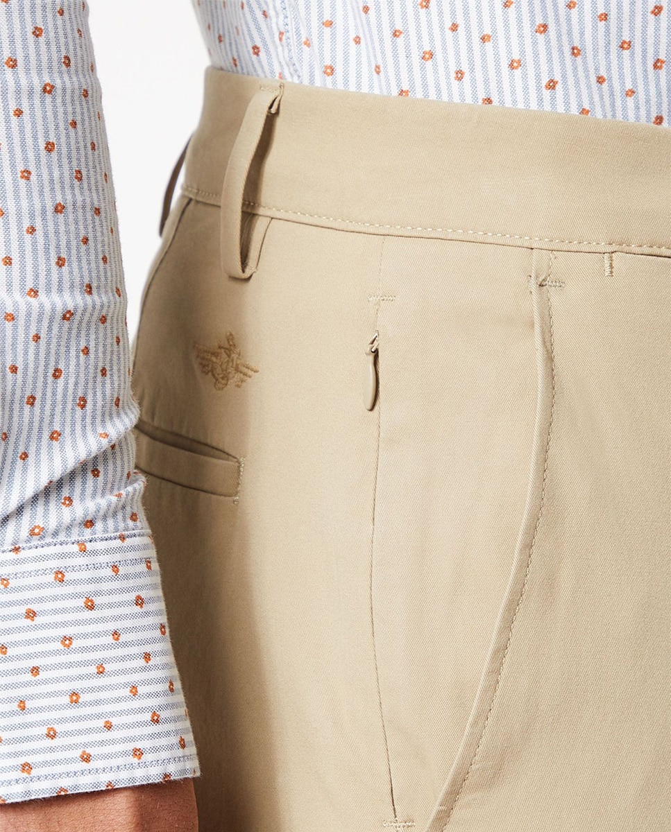 Calças chino de homem Smart 360 Flex slim bege Caqui-5