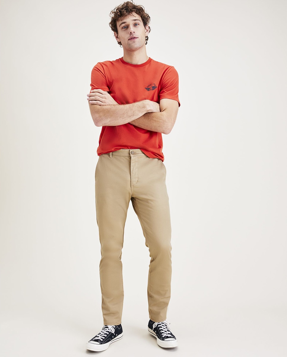 Calças Chino Skinny Caqui-6