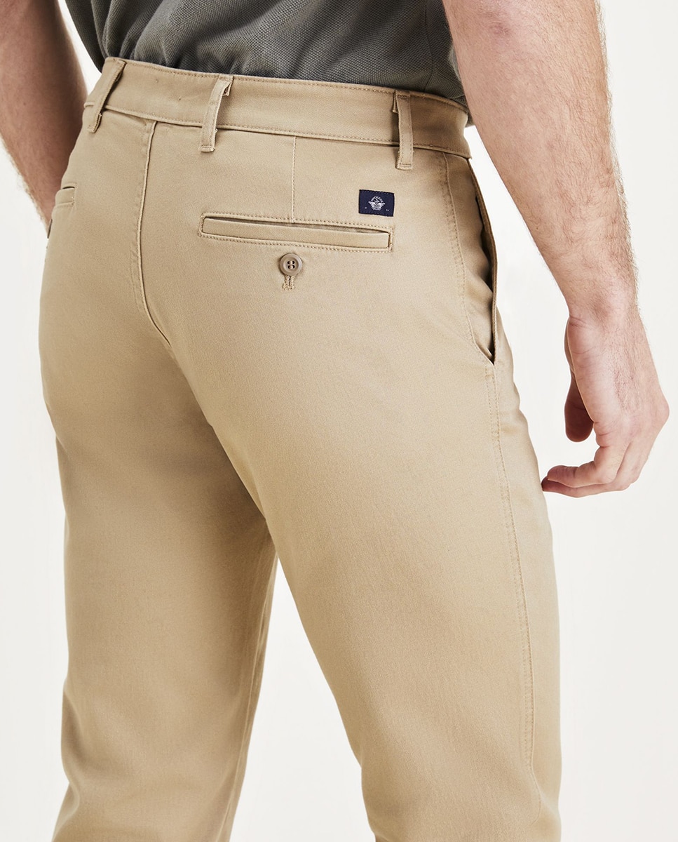 Calças Chino Slim Caqui-5