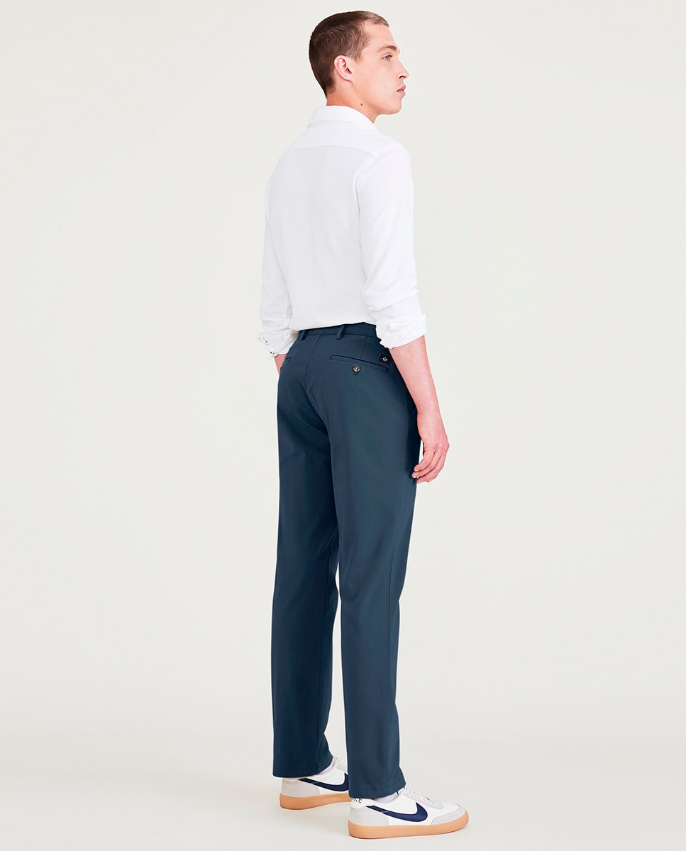 Calças Chino Clássicas de Corte Slim Azul-índigo-3
