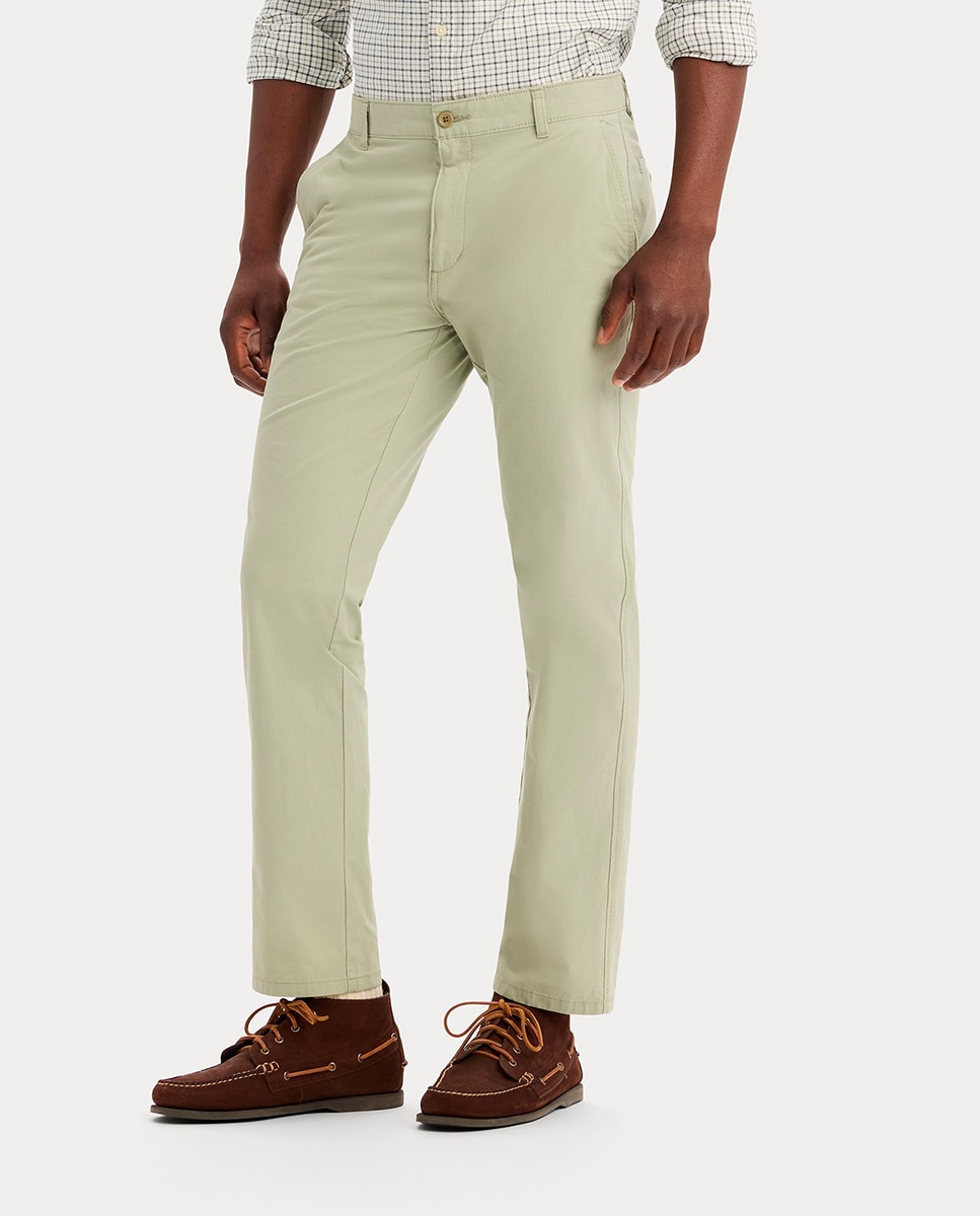 Calças Chino Casual de Corte Slim Verde-claro-2
