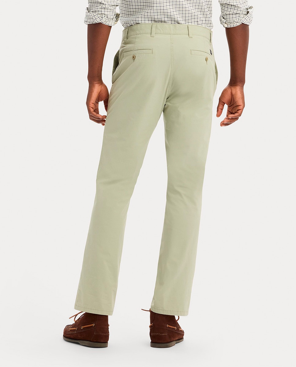 Calças Chino Casual de Corte Slim Verde-claro-3