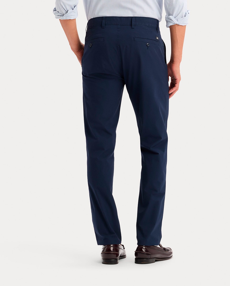 Calças Chino Casual de Corte Slim Azul-marinho-3