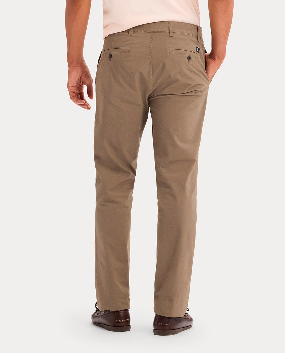 Calças Chino Casual de Corte Slim Castanho-3