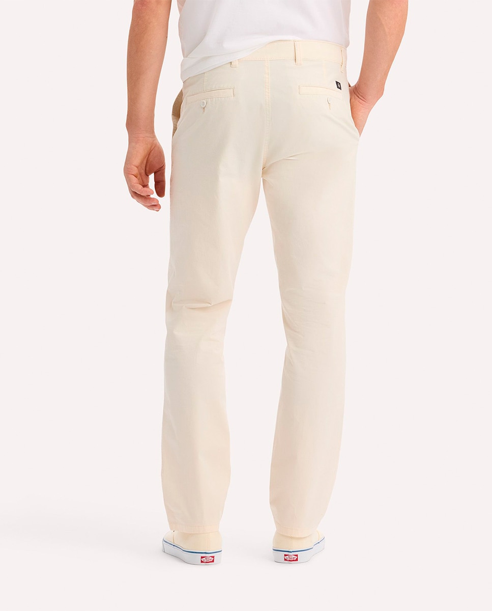 Calças Chino Casual de Corte Slim Creme-3