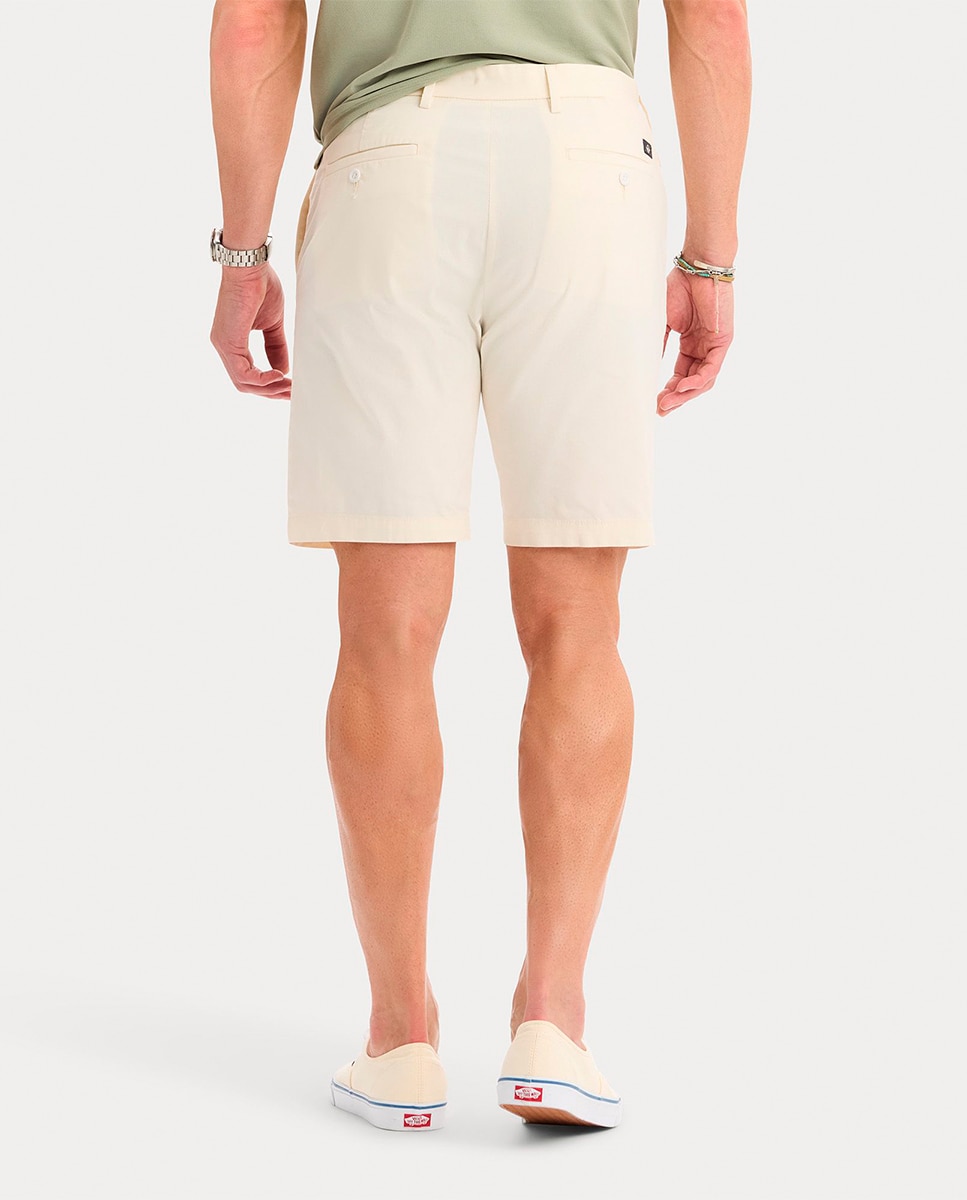 Calções Slim Fit em Tecido Elástico Creme-3