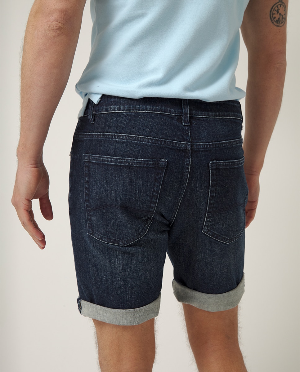 Calções de Ganga com Cinco Bolsos Azul-3