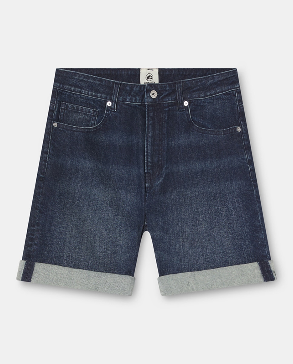 Calções de Ganga com Cinco Bolsos Azul-5