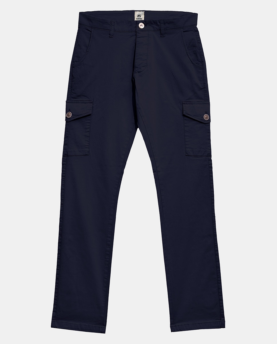 Calças Cargo com Bolsos Exteriores Azul-marinho-5