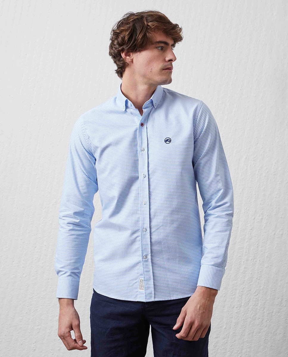 Imagem 0 de Camisa Básica aos Quadrados Vichy com Padrão Slim