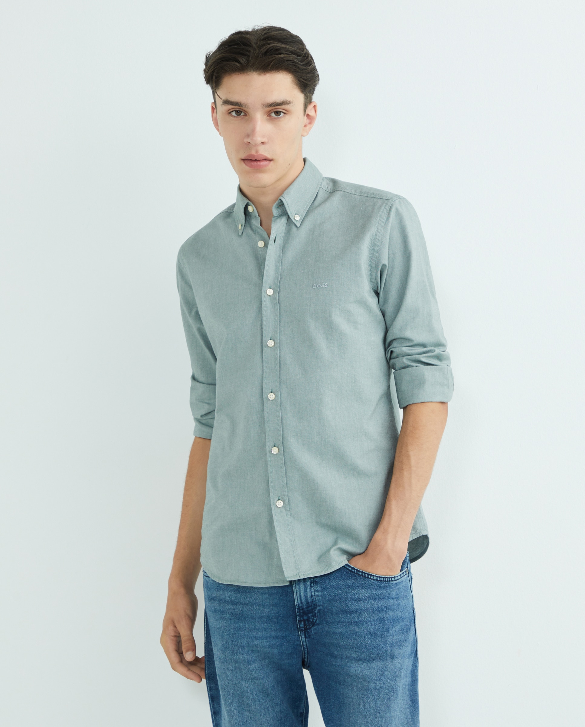 Camisa de Manga Comprida Verde-claro-2