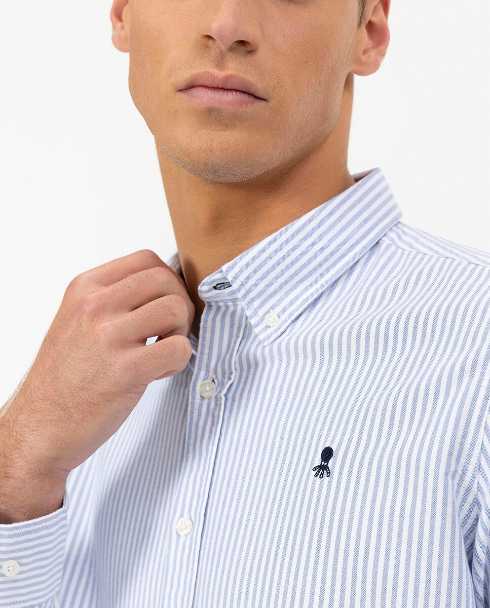 Camisa de Manga Comprida Azul-3