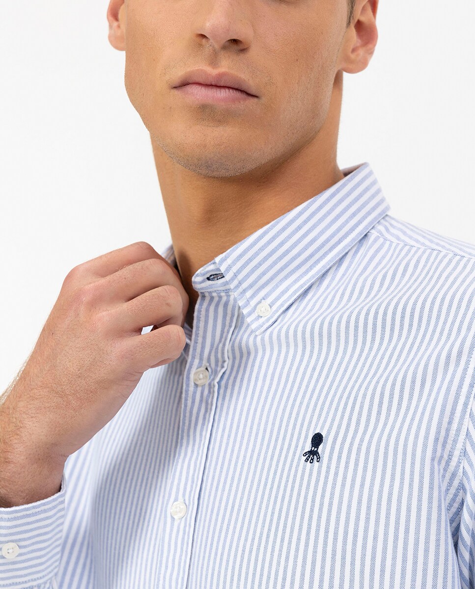 Camisa de Manga Comprida Azul-3