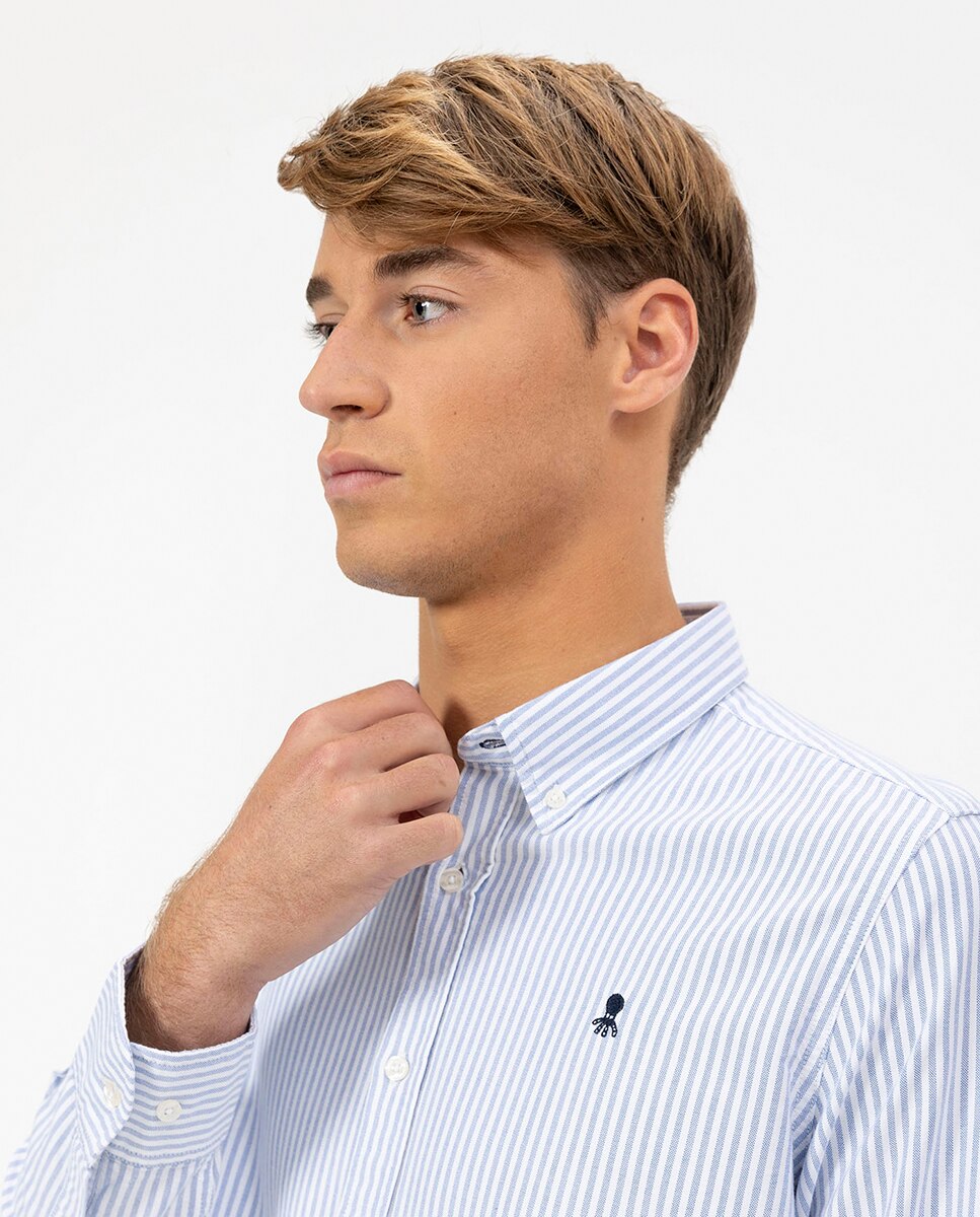 Camisa de Manga Comprida Azul-4