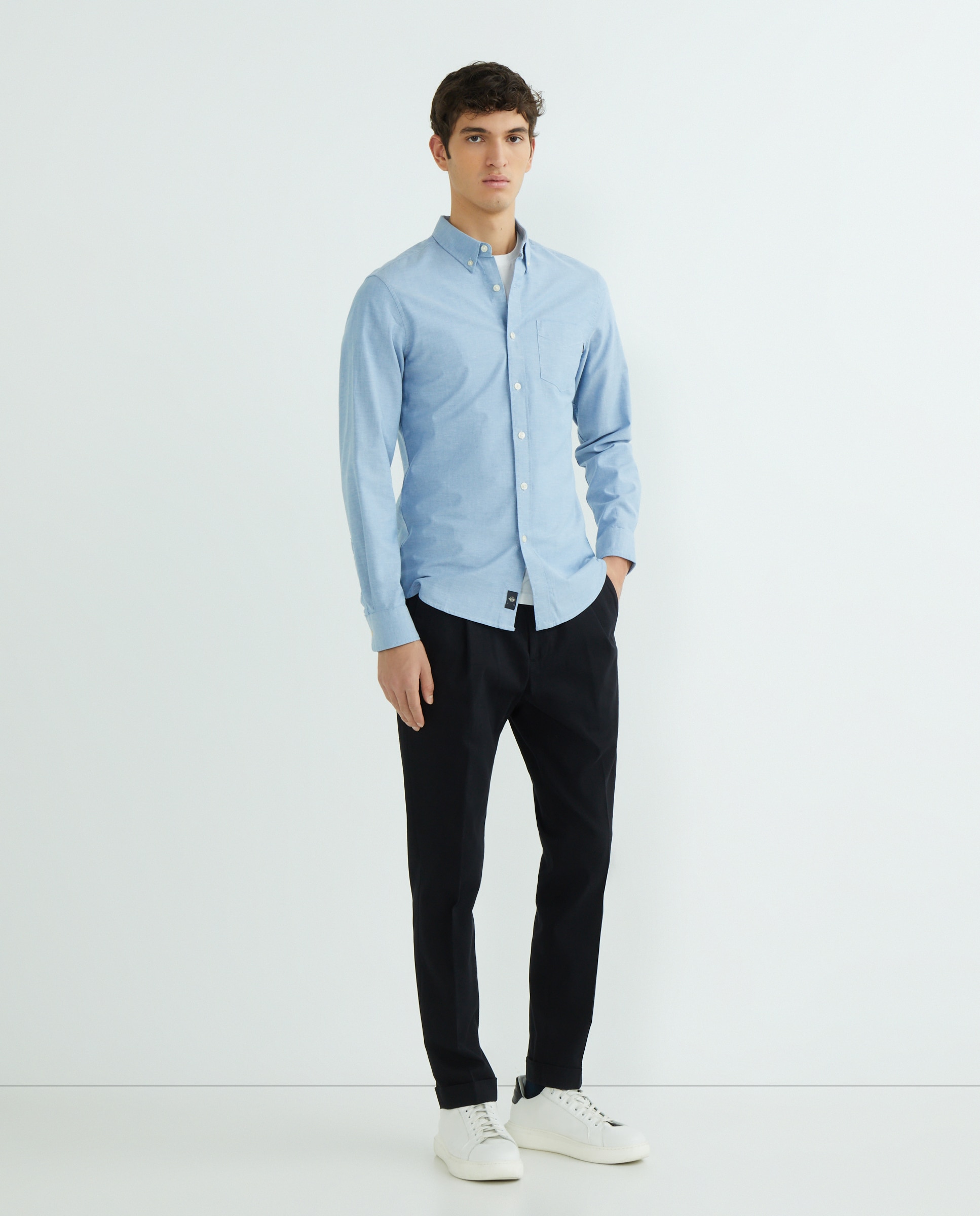 Camisa Slim Fit Oxford Azul-claro-1
