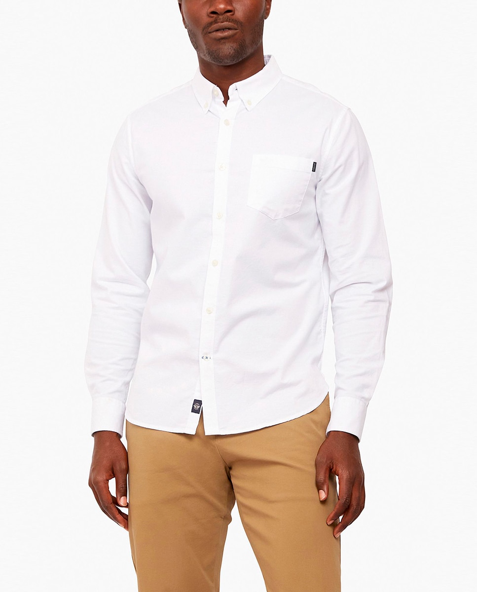 Camisa slim fit com manga comprida Branco-1