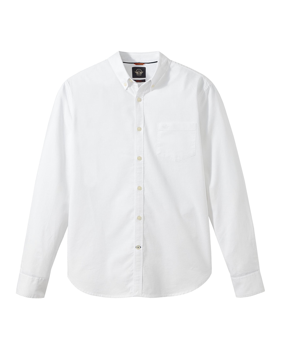 Camisa slim fit com manga comprida Branco-3