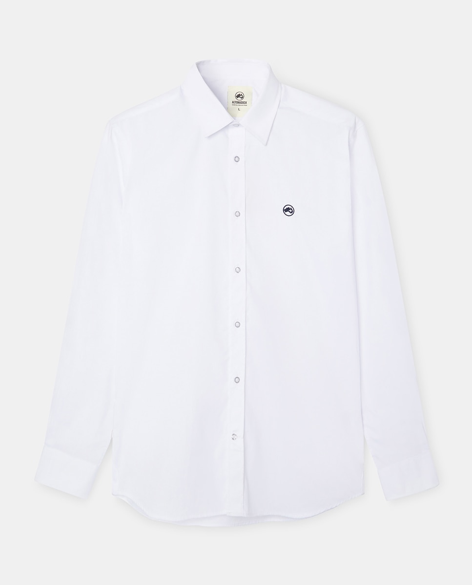 Camisa Básica de Popelina Branco-4