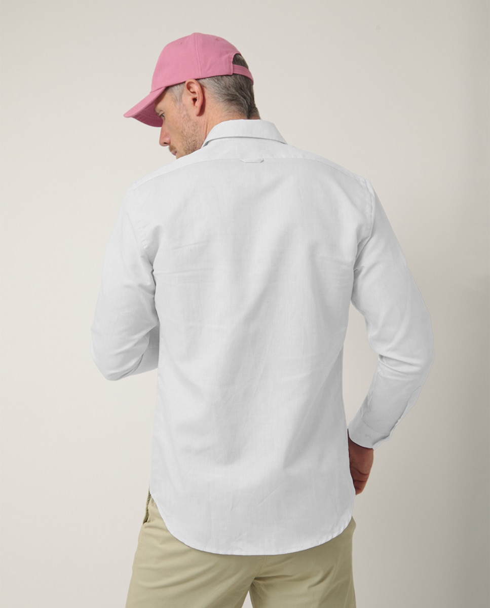 Camisa de Manga Comprida com Logótipo Bordado Branco-2