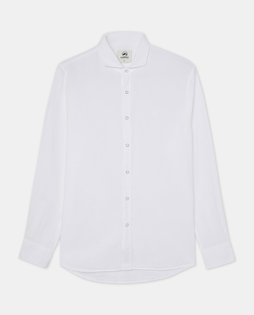 Camisa de Manga Comprida com Logótipo Bordado Branco-4
