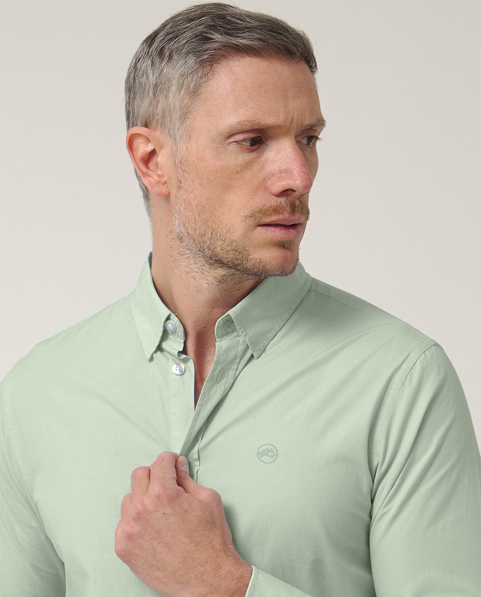 Camisa de Manga Comprida com Logótipo Bordado Verde-3