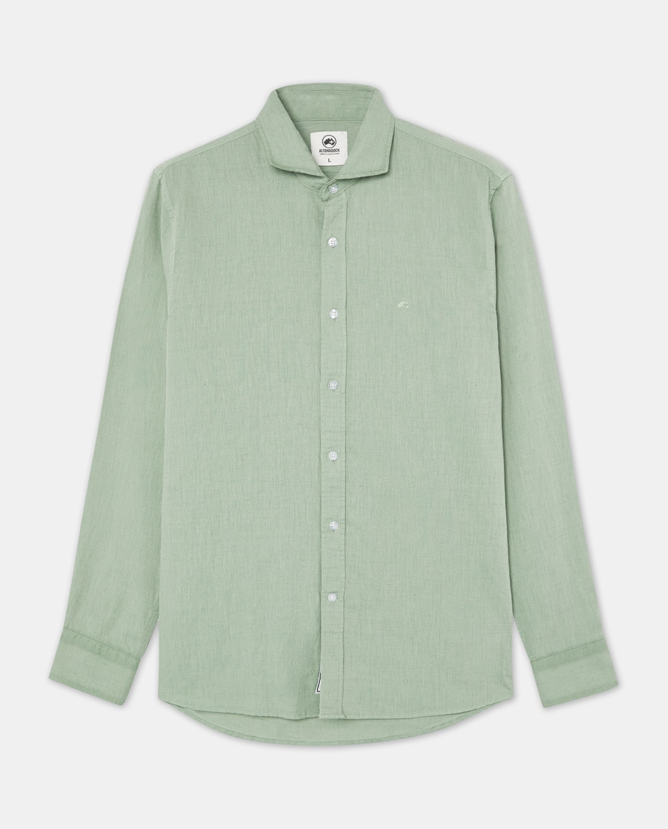 Camisa de Manga Comprida com Logótipo Bordado Verde-4