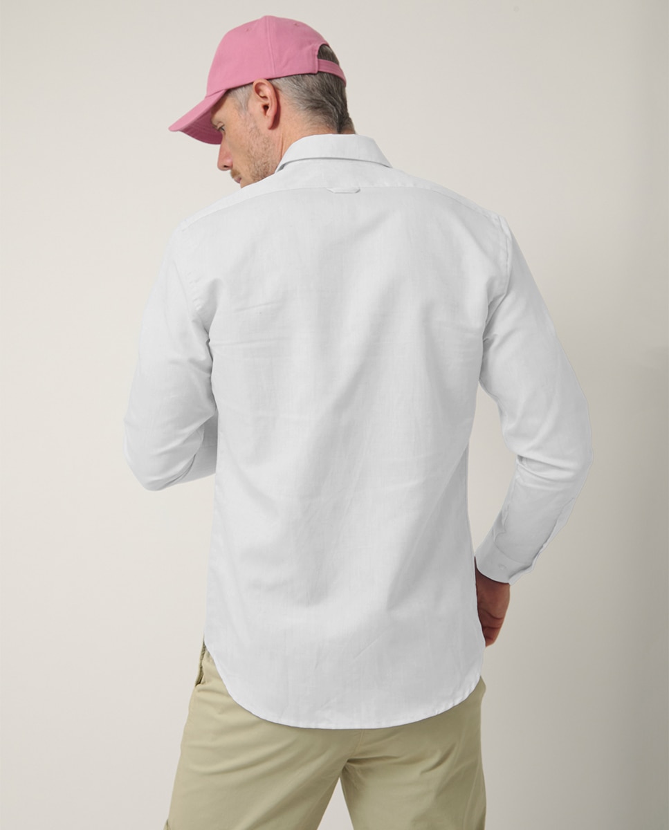 Camisa de Manga Comprida com Logótipo Bordado Branco-2