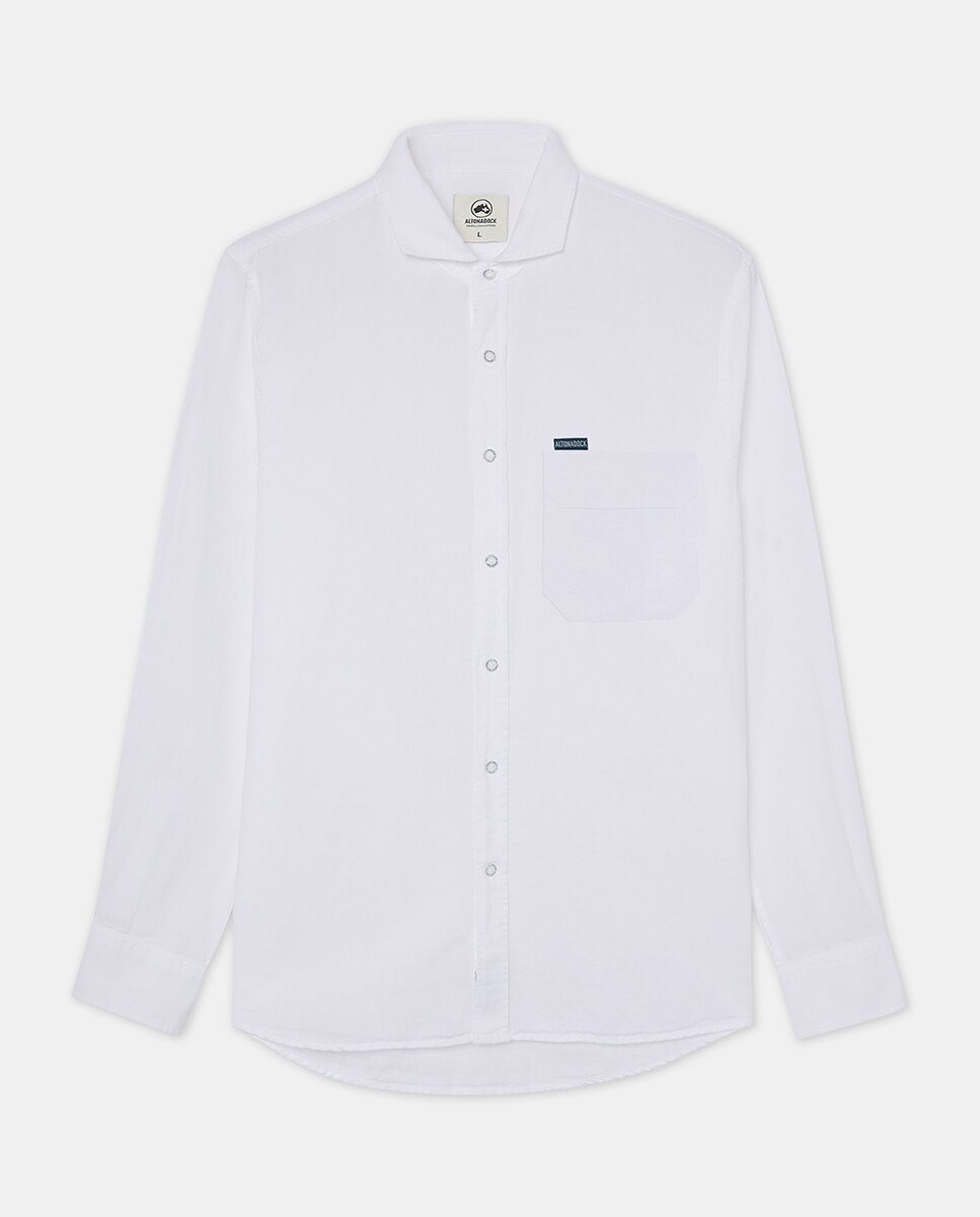 Camisa de Manga Comprida com Logótipo Bordado Branco-4