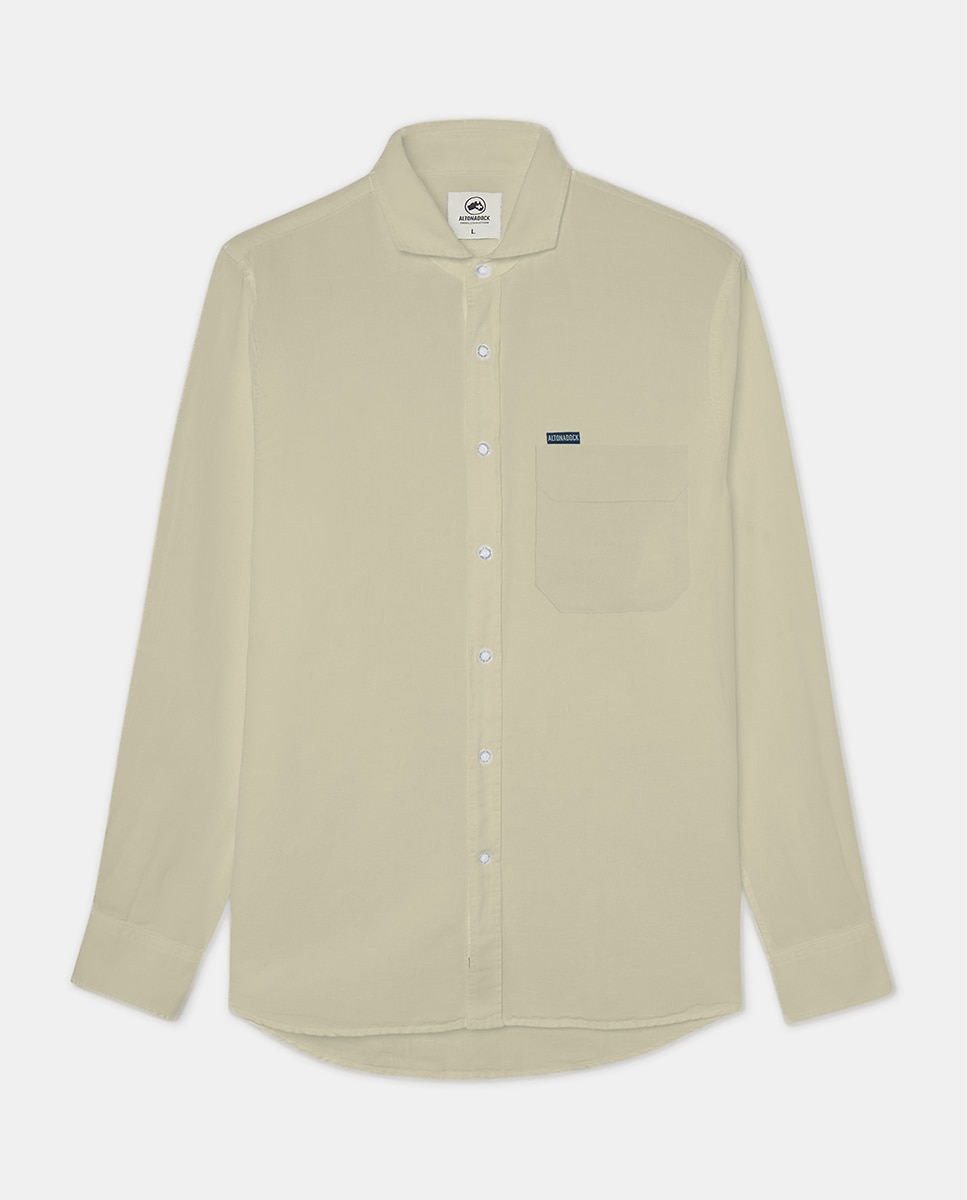 Camisa de Manga Comprida com Logótipo Bordado Castanho-claro-4