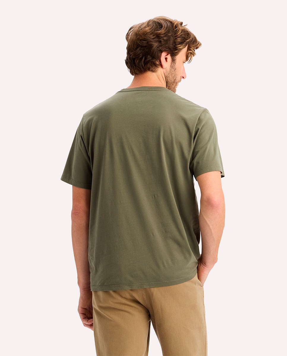 T-shirt de Manga Curta e Corte Regular Verde-militar-2