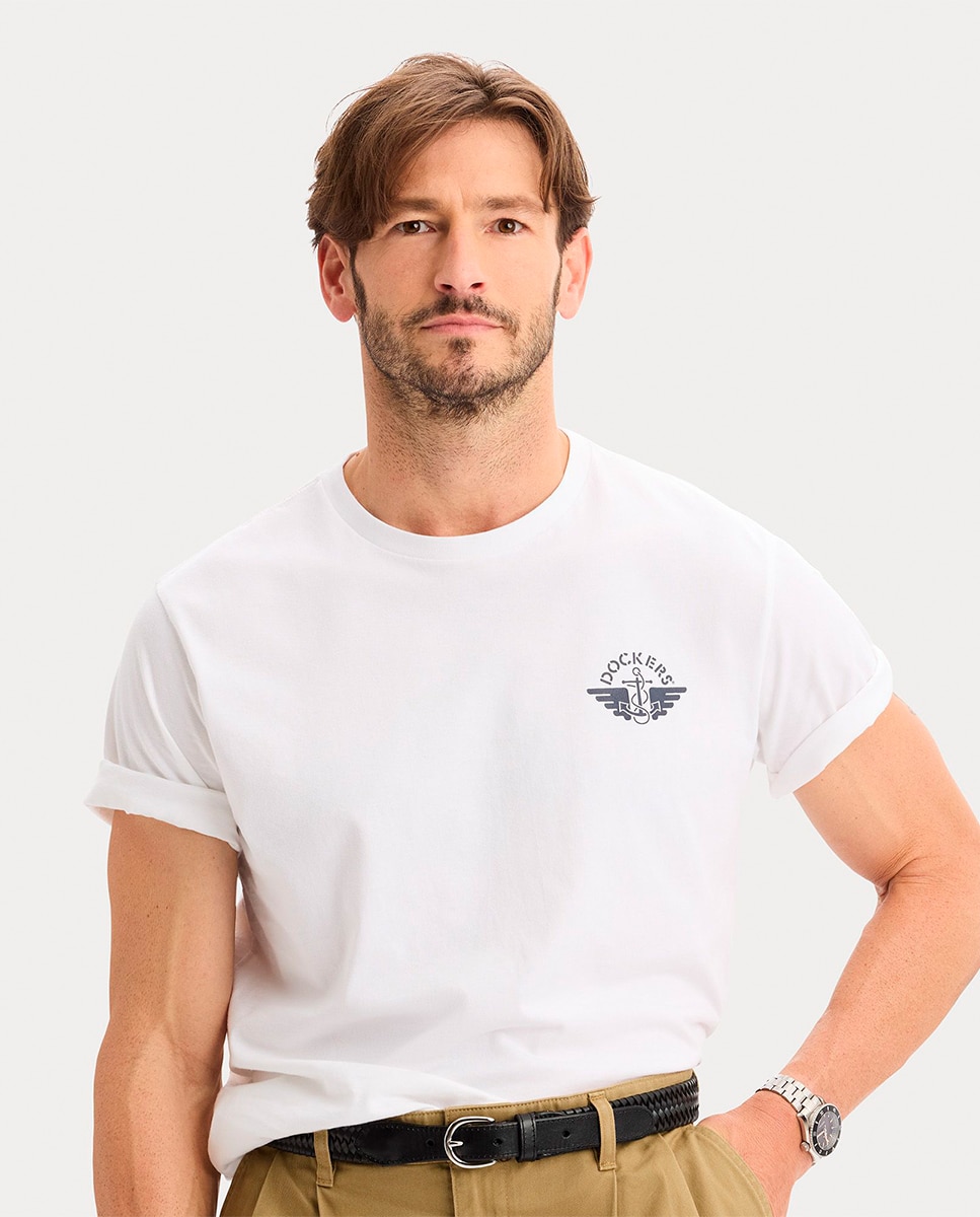 T-shirt de Manga Curta e Corte Regular Branco-3