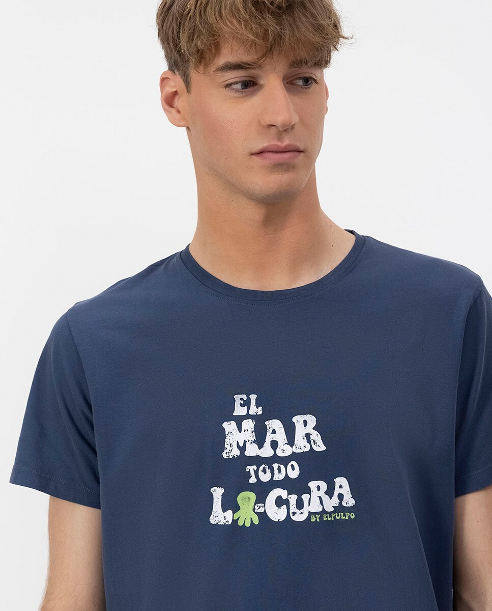T-shirt com Manga Curta e Gola Redonda Azul-marinho-3