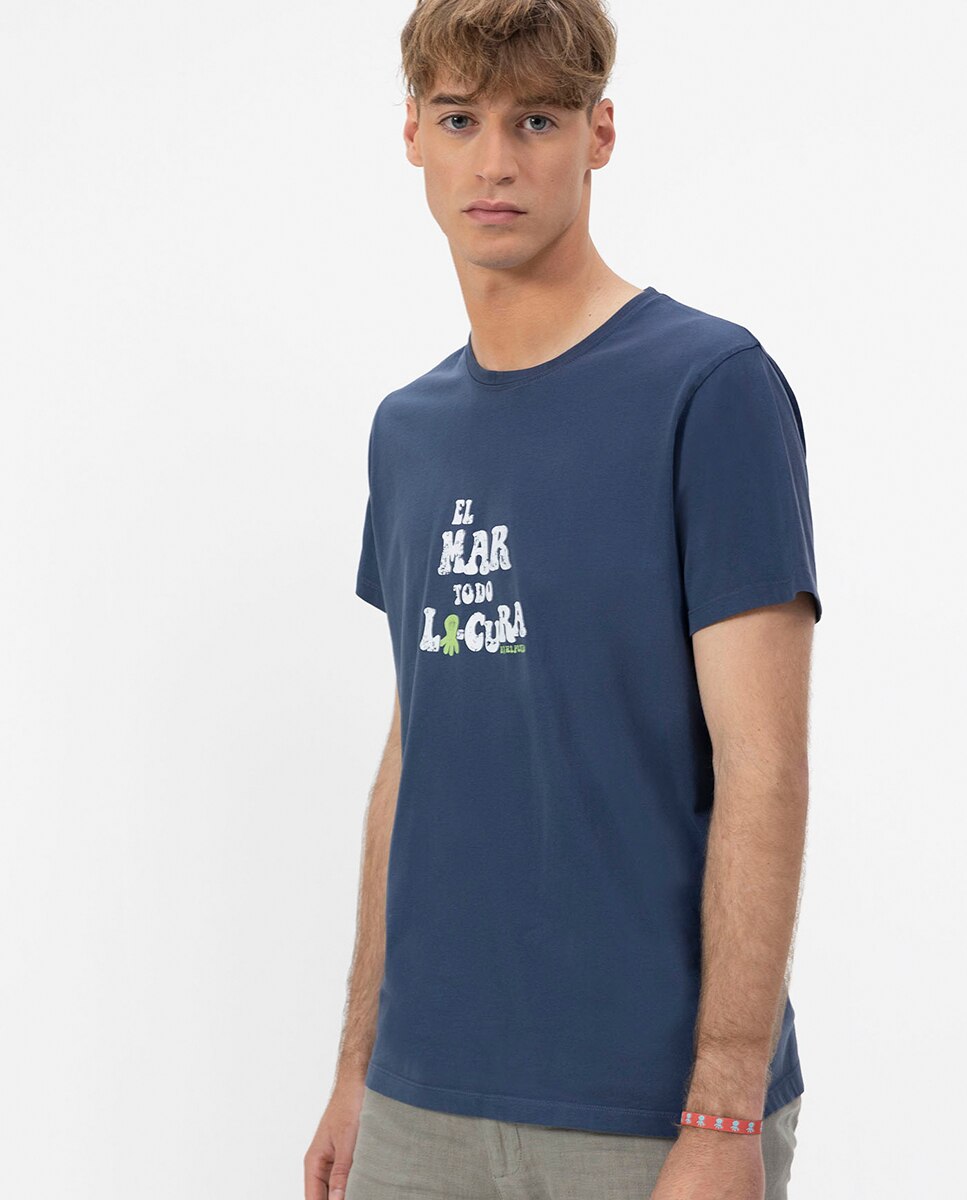 T-shirt com Manga Curta e Gola Redonda Azul-marinho-4