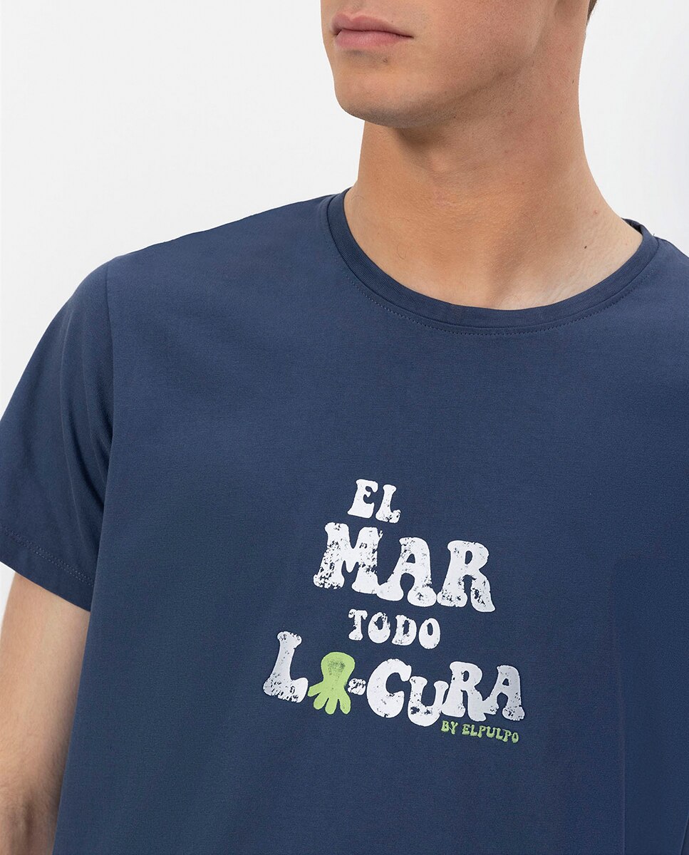 T-shirt com Manga Curta e Gola Redonda Azul-marinho-5